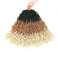 Eliza 18 Inches Wavy Gypsy Locs Ombre Soft Locs Crochet Hair 6 Packs Goddess Faux Locs Crochet Hair African Roots Synthetic Braiding Hair Extensions For Black Women(18,6 Packs, 27613)