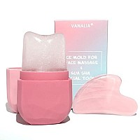 Vanalia Ice Roller And Gua Sha For Faceeyes And Neck, Facial Beauty Ice Roller & Gua Sha Facial Tool, Neck To Brighten Skin & Enhance Your Natural Glow(Pink)