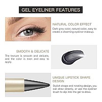 Lokfar 2 Pcs Gel Eyeliner Set, Cream Eyeliner Tool Smudge Proof And Waterproof Eyeliner Pencil Matte Eye-Liner Pencil Tattoo Eyeliner Pen Eyeliner Gel Stick Makeup Eye-Liners For Women (Gray-Black)