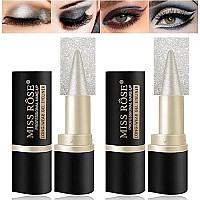 Lokfar 2 Pcs Gel Eyeliner Set, Cream Eyeliner Tool Smudge Proof Waterproof Eyeliner Pencil Shimmer Eye-Liner Pencil Tattoo Eyeliner Pen Eyeliner Gel Stick Makeup Eye-Liners For Women (Silver Shimmer)