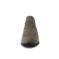 Soda Chance Womens Perforated Cut Out Stacked Block Heel Ankle Booties (11, Grey Pu, Numeric_11)