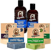 Dr. Squatch Mens Bar Soap Fresh Expanded Pack: Mens Natural Bar Soap: Fresh Falls, Cool Fresh Aloe, Spearmint Basil, Eucalyptus Greek Yogurt, And Fresh Falls Hair Care Shampoo And Conditioner