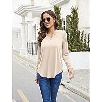 Halife Womens Loose Fit 34 Sleeve V Neck T-Shirt Work Blouses Business Formal Tunic Shirts C-Khaki Xxl