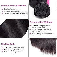 Brazilian Human Hair Bundles With Closure (18 20 2216) 10A Straight Bundles With Closure 100 Unprocessed Virgin Quick Weave 3 Bundles Human Hair With Lace Closure Free Part