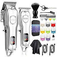 Karrte Professional Hair Clippers and Trimmer Kit,Cordless Hair Cutting Kit,Barber Supplies for Men Beard Trimmer Mens Grooming Kit Accessories (Silver)