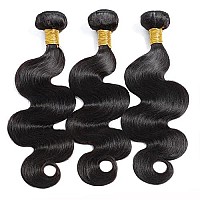 Selina Brazilian Body Wave Hair 3 Bundles With Free Part Closure (8 8 8 With 8 Closure, Free Part) Brazilian Virgin Human Hair 12A 100 Unprocessed Brazilian Hair Lace Closure Natural Black(8 8 8 With 8 Closure, Body Free Part)