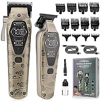 Karrte Professional Hair Clippers and Trimmer Kit for Men,Barber Clipper Set Cordless Hair Cutting,Beard Trimmer Grooming Haircut Kit (Golden)