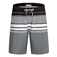 Aptro Mens Swim Trunks Quick Dry Bathing Suit 9 Big Tall Board Shorts Swim K180-Stripes Grey 4X