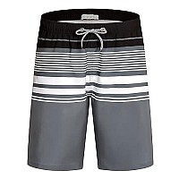 Aptro Mens Swim Trunks Quick Dry Bathing Suit 9 Big Tall Board Shorts Swim K180-Stripes Grey 4X