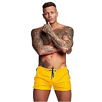 Menas Swim Trunks Quick Dry Swim Shorts Board Shorts With Triangle Mesh Lining Yellow