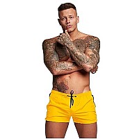 Menas Swim Trunks Quick Dry Swim Shorts Board Shorts With Triangle Mesh Lining Yellow