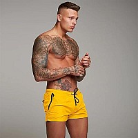 Menas Swim Trunks Quick Dry Swim Shorts Board Shorts With Triangle Mesh Lining Yellow