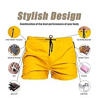 Menas Swim Trunks Quick Dry Swim Shorts Board Shorts With Triangle Mesh Lining Yellow