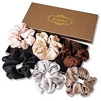 Lolalet Scrunchies For Women, Satin Hair Scrunchies Softer Than Silk Hair Ties For Hair Sleep, Big Scrunchy Ponytail Holder With Elastic Hair Bands For Girls Thick Thin Curly Hair -6 Pack, Style A