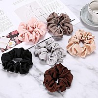 Lolalet Scrunchies For Women, Satin Hair Scrunchies Softer Than Silk Hair Ties For Hair Sleep, Big Scrunchy Ponytail Holder With Elastic Hair Bands For Girls Thick Thin Curly Hair -6 Pack, Style A