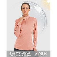 Magcomsen Sun Protection Shirts For Women Quick Dry Long Sleeve Performance Shirts Workout Shirts For Women Long Sleeve Athletic T Shirts For Women Apricot