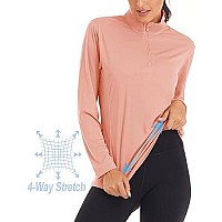 Magcomsen Sun Protection Shirts For Women Quick Dry Long Sleeve Performance Shirts Workout Shirts For Women Long Sleeve Athletic T Shirts For Women Apricot