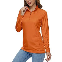 Magcomsen Womens Athletic Shirts Long Sleeve Shirts Sun Protection Shirts Summer Shirts For Women Workout Shirts Running Shirts Women Rash Guard Hiking Shirts Dark Orange