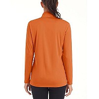 Magcomsen Womens Athletic Shirts Long Sleeve Shirts Sun Protection Shirts Summer Shirts For Women Workout Shirts Running Shirts Women Rash Guard Hiking Shirts Dark Orange