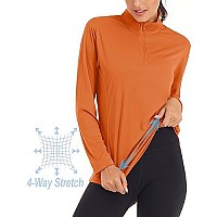 Magcomsen Womens Athletic Shirts Long Sleeve Shirts Sun Protection Shirts Summer Shirts For Women Workout Shirts Running Shirts Women Rash Guard Hiking Shirts Dark Orange