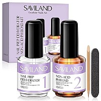 Saviland Nail Dehydrator And Non-Acid Ph Bond Set - Nail Prep Dehydrate And Acid-Free Ph Bond, Fast Air Dry Long-Lasting Superior Bonding Nail Prep Set For U V Gel Nail Polish Acrylic Powder Gift Box Set