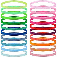 Duufin 20 Pieces Elastic Sport Headbands Non Slip Grip Elastic Headbands Thin Sport Headband Colorful Workout Headbands For Women Men And Girls, 20 Colors