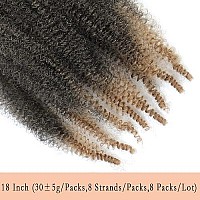 8 Packs Pre-Separated Springy Afro Twist Hair Suitable For Damaged Soft Locs Synthetic Marley Twist Braiding (18 Inch, 1B27)