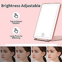 Mecion Makeup Mirror with 10X Magnifying Mirror, Vanity Mirror with 80 LED Lights, Compact LED Mirror, Portable Cosmetic Mirror with 3 Color Lights, Travel Accessories for Women (Rose Gold)