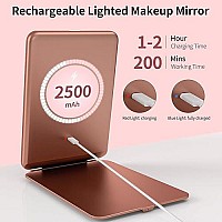 Mecion Makeup Mirror with 10X Magnifying Mirror, Vanity Mirror with 80 LED Lights, Compact LED Mirror, Portable Cosmetic Mirror with 3 Color Lights, Travel Accessories for Women (Rose Gold)