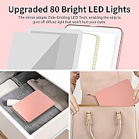 Mecion Makeup Mirror with 10X Magnifying Mirror, Vanity Mirror with 80 LED Lights, Compact LED Mirror, Portable Cosmetic Mirror with 3 Color Lights, Travel Accessories for Women (Rose Gold)