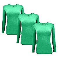 Natural Uniforms Womens Under Scrub Tee Crew Neck Long Sleeve T-Shirt-3-Pack (X-Small, 3 Pack-Green)