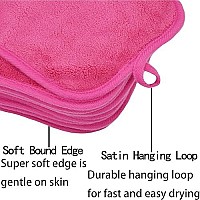 Bloomsesame Makeup Remover Cloths For Face, Eye, Lips - Reusable Makeup Remover Pads Soft Microfiber Facial Cleansing Cloths 6 X 12 Inch 12 Pack (Dark Pink)