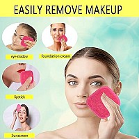 Bloomsesame Makeup Remover Cloths For Face, Eye, Lips - Reusable Makeup Remover Pads Soft Microfiber Facial Cleansing Cloths 5 X 5 Inch 12 Pack (Dark Pink)