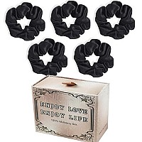 5Pcs Hair Scrunchies 100 Mulberry Silk Scrunchie For Women Girls Curly Thick Thin Hair Womens Black Large Cute Big Satin Sleepy Bulk Small Tie Scrunchie Sleep