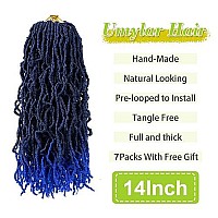 Umylar Faux Locs Crochet Hair 14 Inch ,7 Packs Soft Locs Crochet Hair For Black Women Pre-Looped Faux Locs Crochet Braids Synthetic Hair Extension (14 Inch, 1Bblue)