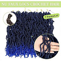 Umylar Faux Locs Crochet Hair 14 Inch ,7 Packs Soft Locs Crochet Hair For Black Women Pre-Looped Faux Locs Crochet Braids Synthetic Hair Extension (14 Inch, 1Bblue)