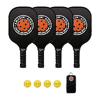 Amazin Aces Signature Pickleball Paddle Set - Usapa-Approved Pickleball Rackets, 4 Outdoor Pickleballs, 2 Paddle Covers, 1 Carry Bag (Classic Black)