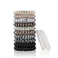 Leopard Spiral Hair Ties No Crease, Colorful Traceless Hair Ties, Elastic Coil Hair Ties, Phone Cord Hair Ties, Waterproof Hair Coils For Women Girls,Ponytail Hair Coils No Crease, Multicolor 12Pcs (Leopard)