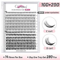 280 Pcs Individual Lashes Cluster Diy Lash Clusters 20D 007 C Curl 8-16Mm Cluster Lashes Diy Individual Eyelashes Lashes Wisps Reusable Soft Mini Cluster Eyelash Extensions At Home (20D 007 C 8-16)