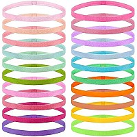 Duufin 20 Pieces Elastic Headbands Sport Headband Thin Non Slip Headband Workout Headbands Colorful Elastic Sport Headbands For Women And Girls