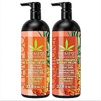 Hempz Sweet Pineapple & Honey Melon Herbal Shampoo & Conditioner Liters, 338 Fl Oz Duo Set