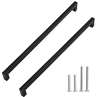 Redunest Cabinet Pulls Matte Black Cabinet Handles Square Drawer Pulls, 10 Pack 13-45 Inch Stainless Steel Kitchen Door Cupboard Cabinet Handles, Drawer Hardware Handles, 352Mm Hole Centers