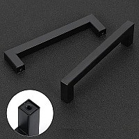 Redunest Cabinet Pulls Matte Black Cabinet Handles Square Drawer Pulls, 10 Pack 13-45 Inch Stainless Steel Kitchen Door Cupboard Cabinet Handles, Drawer Hardware Handles, 352Mm Hole Centers