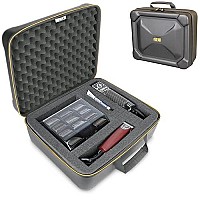 USA GEAR Barber Case - Barber Clipper Case Compatible with Oster Clippers, Oster T-Finisher, Blades, and More Barber Supplies - Customizable Foam Interior, Weather Resistant & Egg-Crate Foam Top