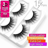 Eliace False Eyelashes - Natural-Looking, Wispy Faux Mink Lashes For Dramatic 3D Volume - Bulk Pack Of 15 Pairs, Including 14Mm Fluffy Short Cateye Strip Lashes In Hye Style