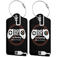 Set Of 2 Luggage Tag With Full Back Privacy Name Id Card Stainless Steel Loop Suitcase Labels Identifiers Pu Leather Baggage Tags Luggage For Women Men Travel (Dont Disturb)