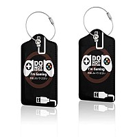 Set Of 2 Luggage Tag With Full Back Privacy Name Id Card Stainless Steel Loop Suitcase Labels Identifiers Pu Leather Baggage Tags Luggage For Women Men Travel (Dont Disturb)