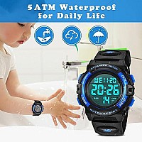 Kids Watch,Boys Watch For 3-8 Year Old Boys,Digital Sport Outdoor Multifunctional Chronograph Led 50 M Waterproof Alarm Calendar Analog Watch For Children With Silicone Band