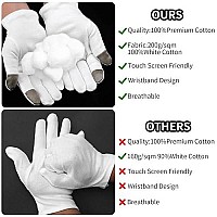 Sibba 2 Pairs Touch Screen Moisturizing Gloves White Cotton Moisturizing Gloves Overnight Bedtime Heal Eczema Sleeping Lotion Hand Spa Treatment Gloves Repair Rough Cracked Dry Chapped Hands Skin