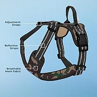 Air Frontier Mesh Dog Harness With Steel Leash D-Ring, Reflective Stitching, And Lightweight Breathable No-Pull Design, Adjustable Neck And Chest Straps For Small To Large Breeds - Amb, L